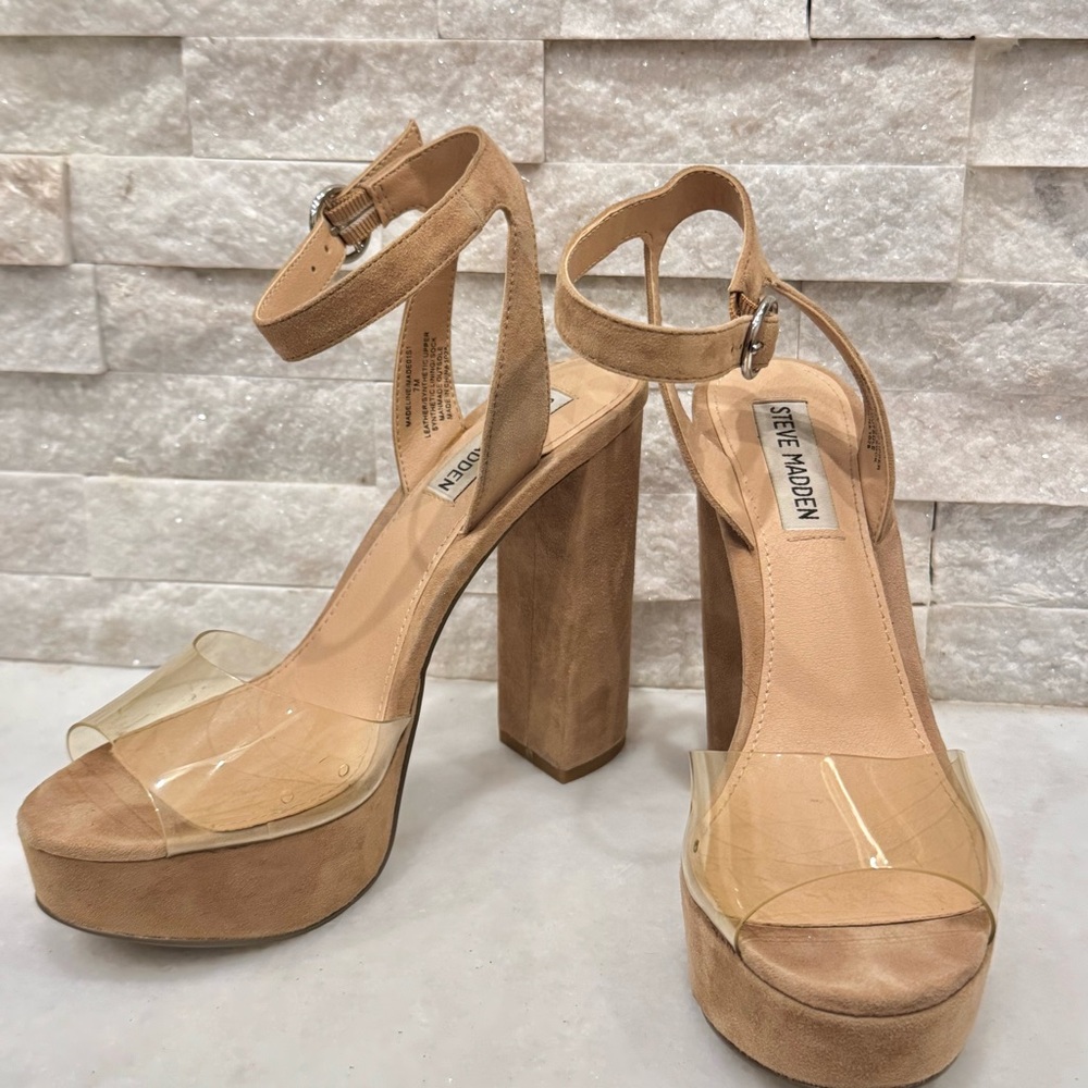 Steve Madden Nude Block Platform Heels